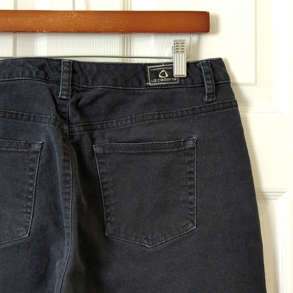 Liz Claiborne 90's Vintage High Waisted Relaxed Fit Straight Leg Jeans Black 12 - Picture 12 of 14